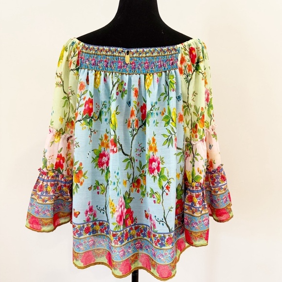 Ruby Yaya Botanica Bellagio Embroidered Bell Sleeves Off The Shoulders Blouse S - Picture 6 of 10